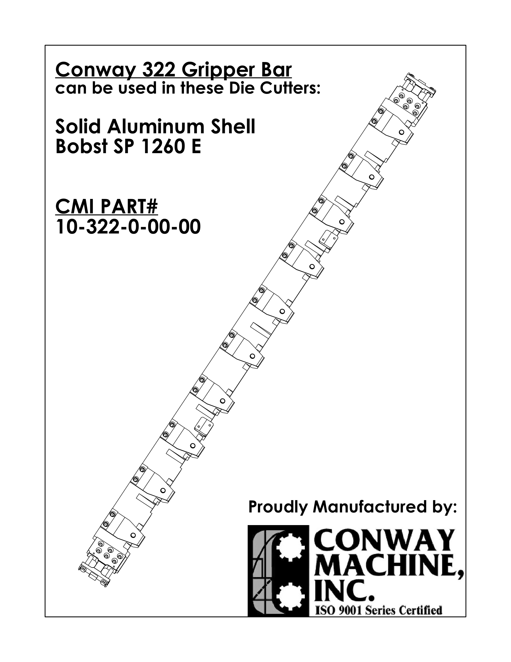 Aluminum Gripper Bar Complete for Bobst SP 1260 E Early Series product image 1