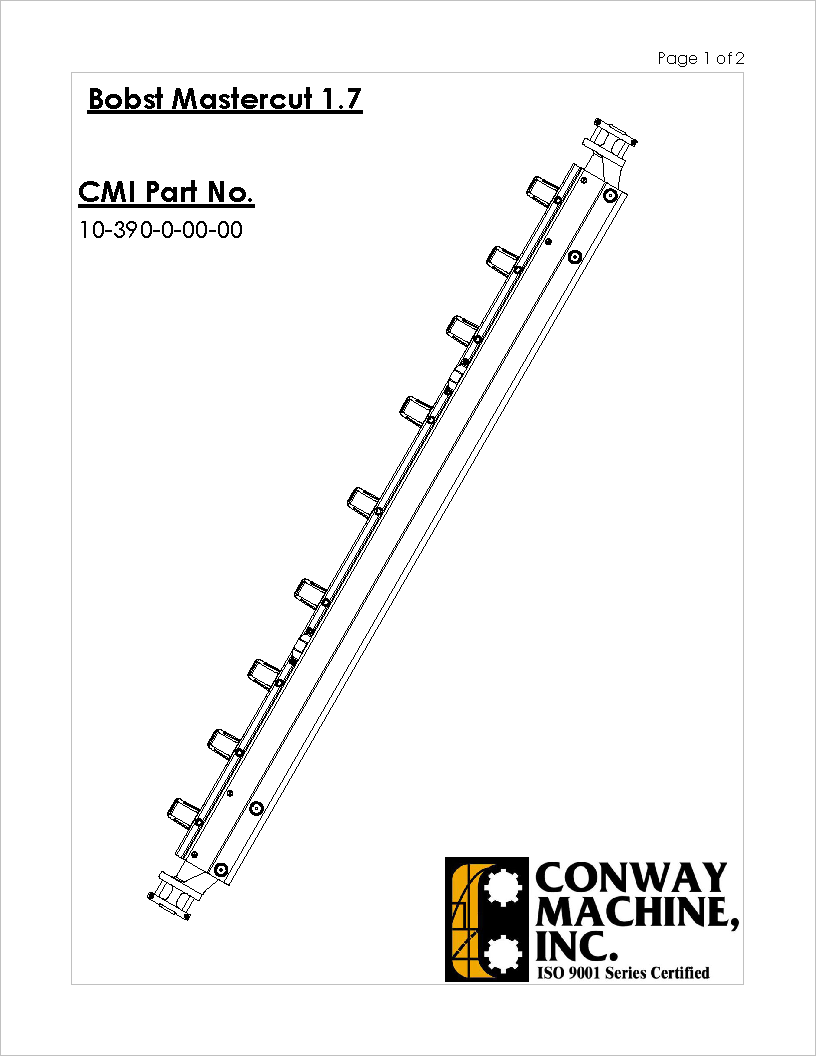 Conway Gripper Bar for Bobst Mastercut 1.7 product image 1